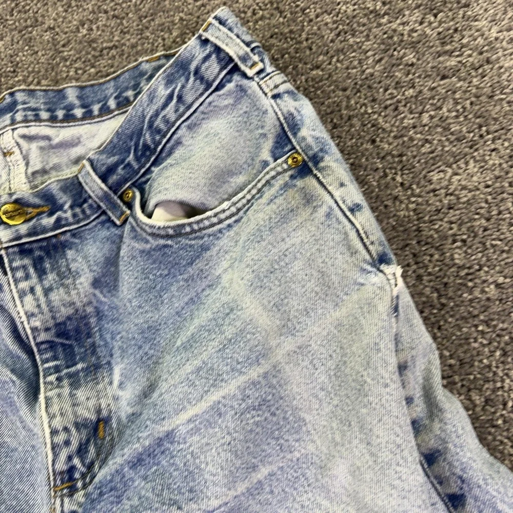 Carhartt Jeans Mens 36x30 Blue Straight Light Wash Denim Distressed Workwear